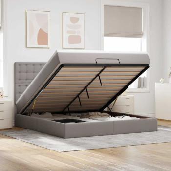 ARDEBO.de - Ottoman-Bett mit Matratze & LEDs Taupe 180x200 cm Stoff