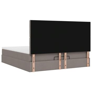 Ottoman-Bett mit Matratze & LEDs Taupe 180x200 cm Stoff