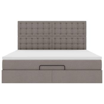 Ottoman-Bett mit Matratze & LEDs Taupe 180x200 cm Stoff