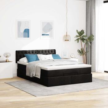 Ottoman-Bett mit Matratze Schwarz 140x190 cm Stoff