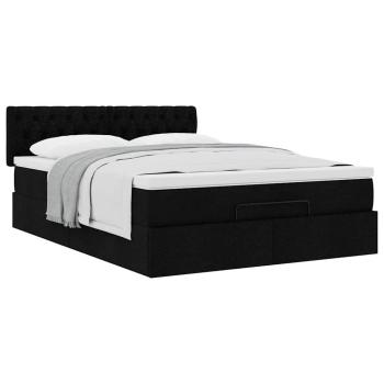 Ottoman-Bett mit Matratze Schwarz 140x190 cm Stoff