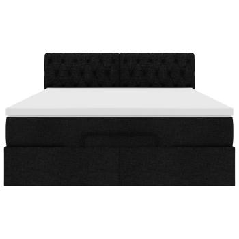Ottoman-Bett mit Matratze Schwarz 140x190 cm Stoff