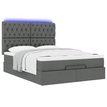 Ottoman-Bett mit Matratze & LEDs Dunkelgrau 140x190 cm Stoff