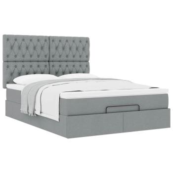 Ottoman-Bett mit Matratze Hellgrau 140x190 cm Stoff