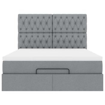 Ottoman-Bett mit Matratze Hellgrau 140x190 cm Stoff