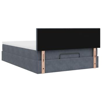 ARDEBO.de - Ottoman-Bett mit Matratze & LEDs Dunkelgrau 140x190 cm Samt