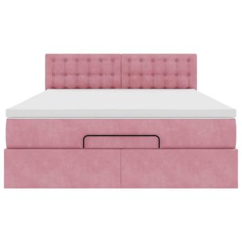 Ottoman-Bett mit Matratze Rosa 140x190 cm Samt