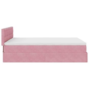 Ottoman-Bett mit Matratze Rosa 140x190 cm Samt
