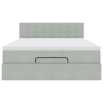 Ottoman-Bett mit Matratze Hellgrau 140x200 cm Samt