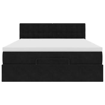 Ottoman-Bett mit Matratze Schwarz 140x190 cm Samt