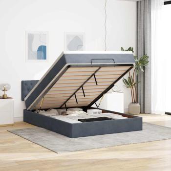 ARDEBO.de - Ottoman-Bett mit Matratze Dunkelgrau 140x190 cm Samt