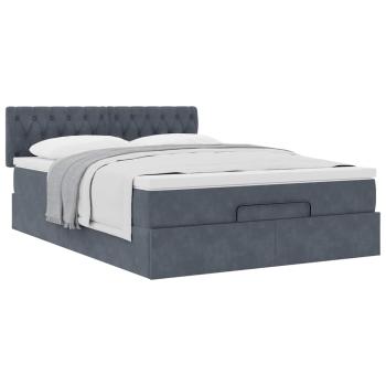 Ottoman-Bett mit Matratze Dunkelgrau 140x190 cm Samt