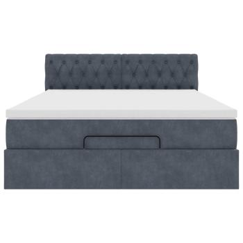 Ottoman-Bett mit Matratze Dunkelgrau 140x190 cm Samt