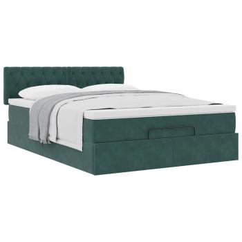 Ottoman-Bett mit Matratze Dunkelgrün 140x200 cm Samt