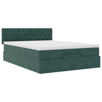 Ottoman-Bett mit Matratze Dunkelgrün 140x200 cm Samt