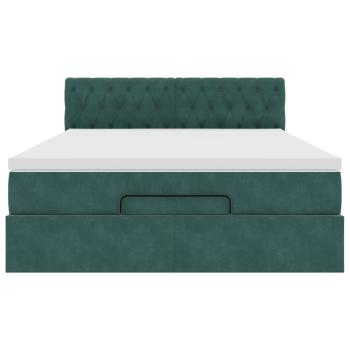 Ottoman-Bett mit Matratze Dunkelgrün 140x200 cm Samt