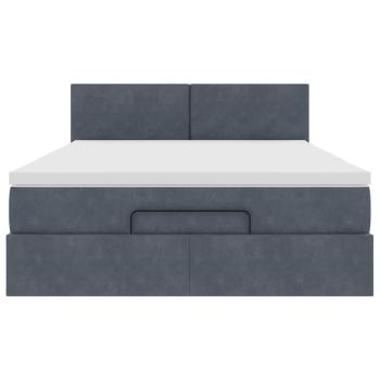 Ottoman-Bett mit Matratze Dunkelgrau 140x190 cm Samt