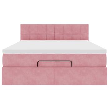Ottoman-Bett mit Matratze & LEDs Rosa 140x190 cm Samt
