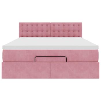 Ottoman-Bett mit Matratze & LEDs Rosa 140x190 cm Samt
