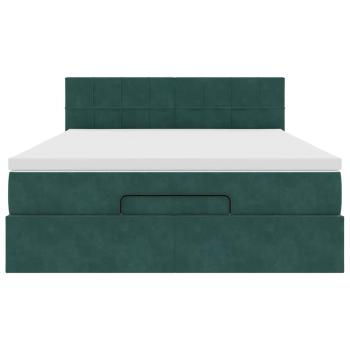 Ottoman-Bett mit Matratze Dunkelgrün 140x200 cm Samt