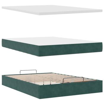 Ottoman-Bett mit Matratze Dunkelgrün 140x200 cm Samt