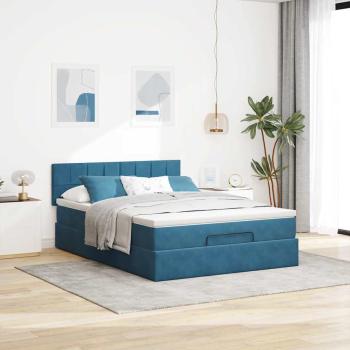 Ottoman-Bett mit Matratze Dunkelblau 140x190 cm Samt