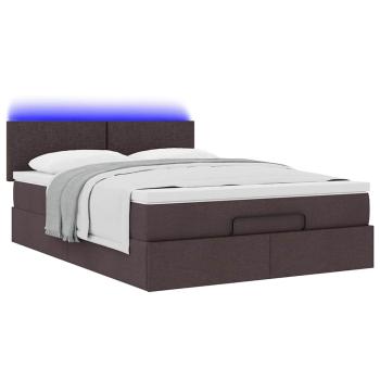 Ottoman-Bett mit Matratze & LEDs Dunkelbraun 140x190 cm Stoff