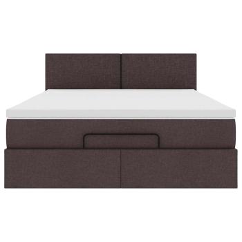 Ottoman-Bett mit Matratze & LEDs Dunkelbraun 140x190 cm Stoff