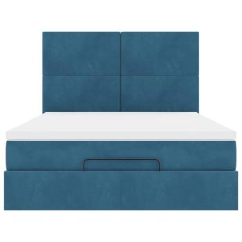 Ottoman-Bett mit Matratzen Dunkelblau 140x190 cm Samt