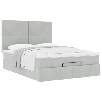 Ottoman-Bett mit Matratzen Hellgrau 140x200 cm Samt