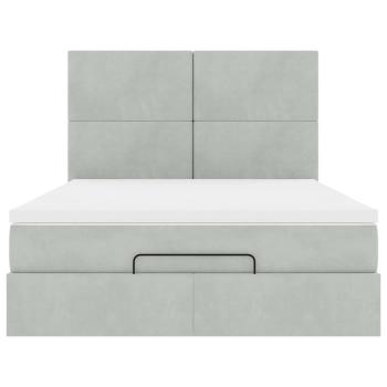 Ottoman-Bett mit Matratzen Hellgrau 140x200 cm Samt
