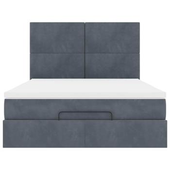 Ottoman-Bett mit Matratzen Dunkelgrau 140x190 cm Samt
