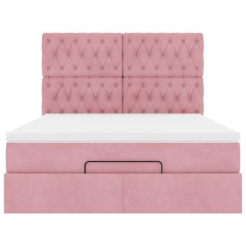 Ottoman-Bett mit Matratzen & LEDs Rosa 140x190 cm Samt