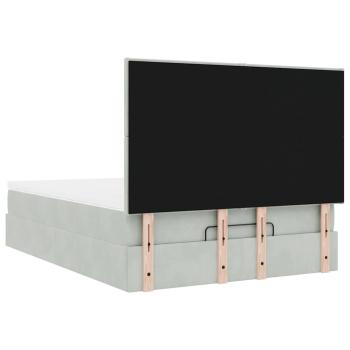 Ottoman-Bett mit Matratzen & LEDs Hellgrau 140x200 cm Samt