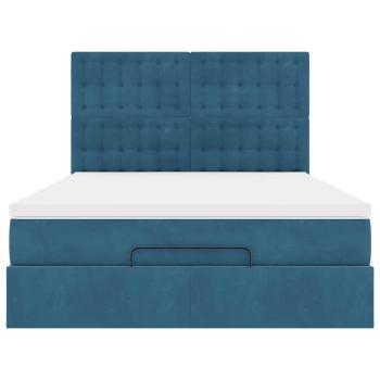 Ottoman-Bett mit Matratzen & LEDs Dunkelblau 140x190 cm Samt