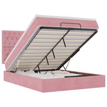 ARDEBO.de - Ottoman-Bett mit Matratzen Rosa 140x190 cm Samt