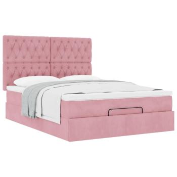 Ottoman-Bett mit Matratzen Rosa 140x190 cm Samt