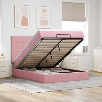 ARDEBO.de - Ottoman-Bett mit Matratzen Rosa 140x190 cm Samt