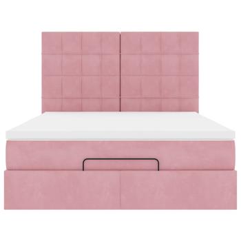 Ottoman-Bett mit Matratzen Rosa 140x190 cm Samt