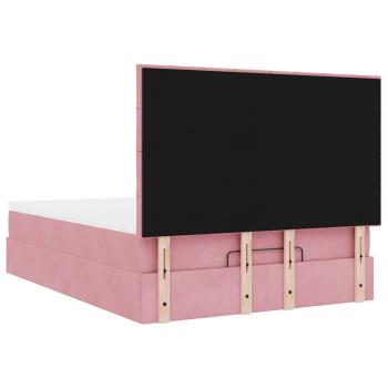 Ottoman-Bett mit Matratzen Rosa 140x190 cm Samt