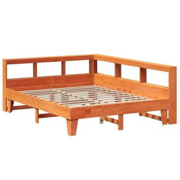 Massivholzbett mit Regal ohne Matratze Wachsbraun 150x200 cm