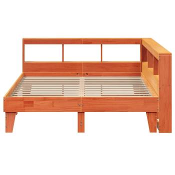 Massivholzbett mit Regal ohne Matratze Wachsbraun 150x200 cm