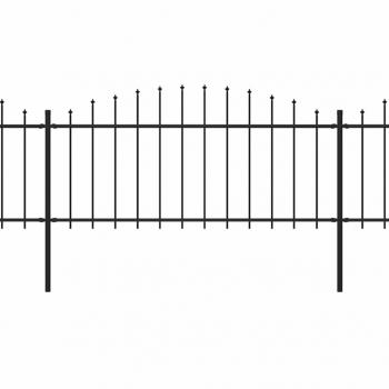 Gartenzaun mit Speerspitzen Stahl (0,5 - 0,75) x 13,6 m Schwarz