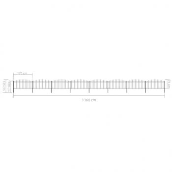 Gartenzaun mit Speerspitzen Stahl (0,5 - 0,75) x 13,6 m Schwarz