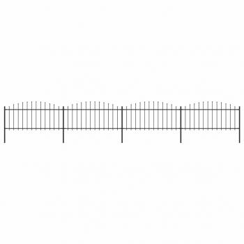 ARDEBO.de - Gartenzaun mit Speerspitzen Stahl (0,5 - 0,75) x 6,8 m Schwarz