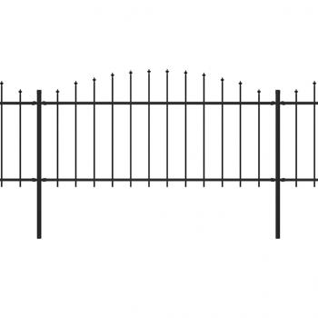 Gartenzaun mit Speerspitzen Stahl (0,5 - 0,75) x 6,8 m Schwarz