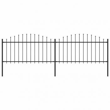 ARDEBO.de - Gartenzaun mit Speerspitzen Stahl (1,25 - 1,5) x 3,4 m Schwarz