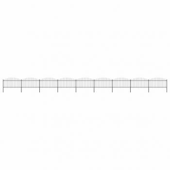 ARDEBO.de - Gartenzaun mit Speerspitzen Stahl (1,25 - 1,5) x 15,3 m Schwarz