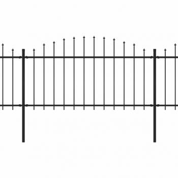 Gartenzaun mit Speerspitzen Stahl (1,25 - 1,5) x 15,3 m Schwarz