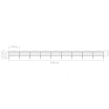 Gartenzaun mit Speerspitzen Stahl (1,25 - 1,5) x 15,3 m Schwarz